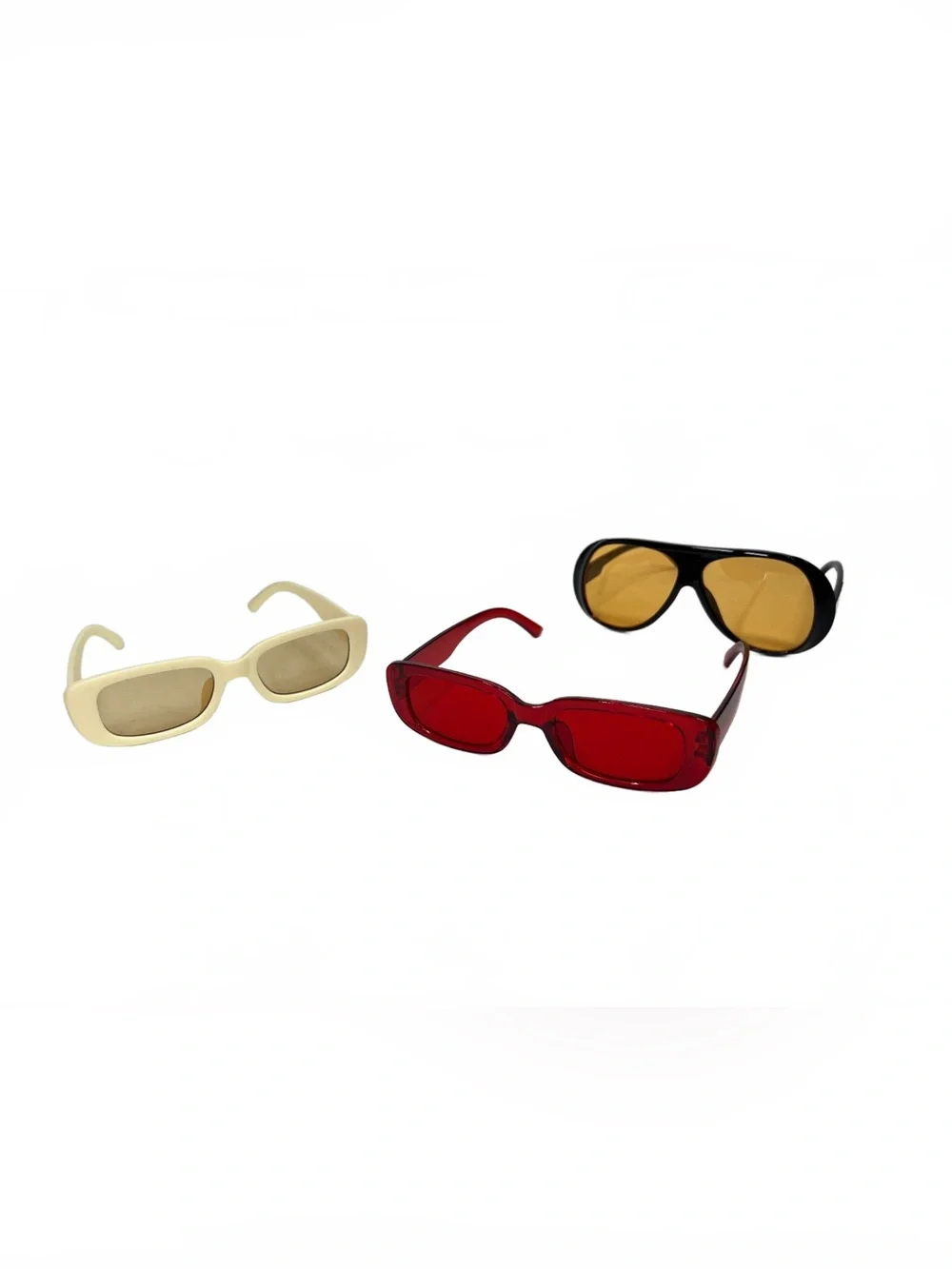 Fashion Sunglasses Set Black Cream Red 3-Piece Accessory Set